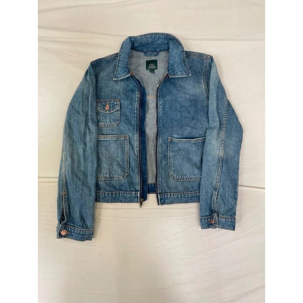 Wild Fable Womens Zip Up Denim Trucker Jacket Medium Wash Blue‎ Small NWT